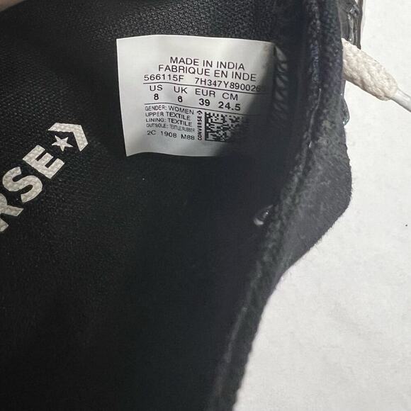 Converse, All Star, black, lace up, fashion sneakers, women's size 8 - Picture 5 of 8